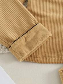 2pcs Teen Boys' Casual Solid Color Collared Cardigan And Sweatpants Set, Brown - Brown - View 3