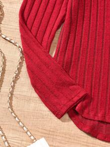 Sparklyn 2pcs Teen Girl Autumn Letter Graphic Hooded Sweatshirt And Ribbed Pants Set - Red - View 4