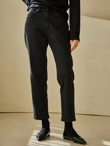 DAZY Quần Jeans Ống Thẳng Túi Bên Hông Thường Ngày Cho Nữ - màu đen - Xem 10