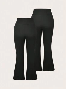 SHEIN EZwear 2 Stücke Damen Hosen in Unifarbe in Große Größen