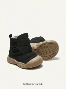 Cozy Pixies 1 双男孩/女孩黑色时尚潮流经典钩环舒适保暖羊毛休闲运动鞋，适合日常穿着和运动，秋冬季 - 黑色 - 查看 10