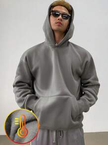 DAZY Men's Solid Color Long Sleeve Pocket Casual Loose Hoodie, Autumn