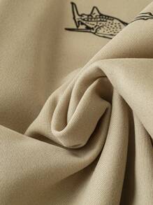 Chiquease European&American Fashion Casual Pullover Long Sleeve Shark Print Sweatshirt For Women Fall - Khaki - View 3