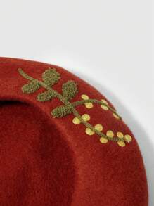 ROMWE Fairycore 1 chiếc mũ nồi thêu tay, màu nâu, dành cho phụ nữ, mùa thu - Lạc đà - Xem 4