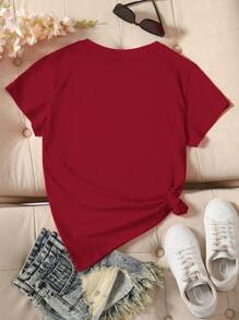 INAWLY Camiseta de manga corta casual con estampado de letra para mujer, camisetas gráficas de verano para mujer