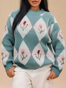 Forever 21 大码女式保暖长袖套头毛衣，秋冬款 - 彩色 - 查看 3