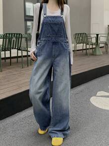 DAZY Women's Solid Color Casual Sleeveless Denim Jumpsuit With Pockets Overalls - Blue - View 7