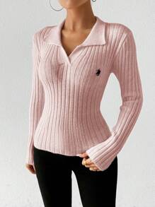 Chiquease Women's Long Sleeve Elegant Fitted Knight Pattern Knit Sweater