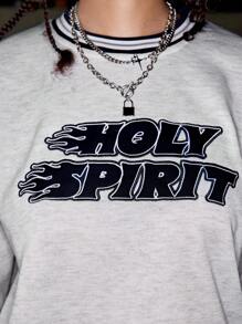 Gameset SHEIN Sport Oversized Vintage Style Crew Neck Sweatshirt Winter Women Tops