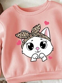 SHEIN 3 Stück herzförmige Muster Baby Mädchen Lässig einfach dicke thermisch gefütterte Langarm Sweatshirts in Weiß, Rosa, Burgunderrot, geeignet für Herbst und Winter