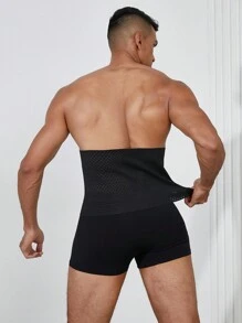Cinturón modelador de cintura con hebilla delantera de unicolor, elástico y transpirable para hombre