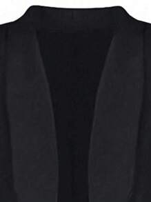 SHEIN Clasi Plus Size Plain Blazer With Shawl Collar - Black - View 4