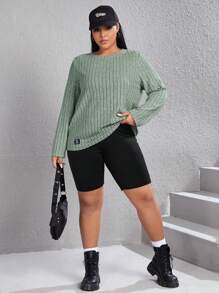SHEIN EZwear 大码女式圆领基本款针织 T 恤 - 薄荷綠 - 查看 4