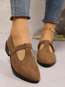 Girls' Pointed Toe Simple Fashion Flats, Autumn - Brown - View 5