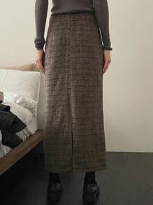 DAZY Women's Plaid Pocket A-Line Skirt - Coffee Brown - View 7