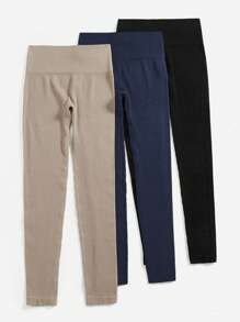 Easithlete Solid Color High Waist Seamless Yoga Leggings - Multicolor - View 3