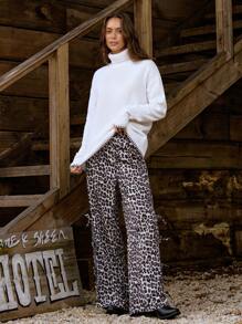 LanaWest 女士纯色高领长袖休闲套头毛衣