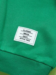 SHEIN Baby Boy Applique Solid Color Hooded Long Sleeve Pullover Sweatshirt - Green - View 6