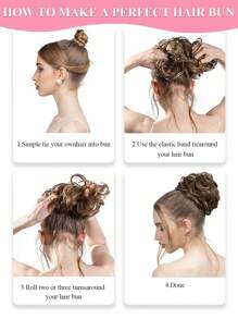 1pc Bun Hair Piece Hair Extensions Colored Human Hair Buns For Women Updo Hairpiece Black Brown Extension Beginner Friendly Messy Hair Extensions - Natural Black - View 7