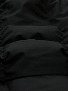 Manfinity Homme 男士纯色简约日常连帽长袖棉衣，秋冬纯色保暖冬装外套，黑色外出休闲外套，送给朋友、老公、男朋友的礼物 - 黑色 - 查看 6