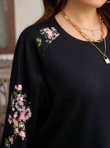 SHEIN LUNE Plus Size Women Floral Print Long Sleeve Knee-Length Loose Casual Dress For Autumn Holiday Outfit Holiday Party Dress Plus Dress