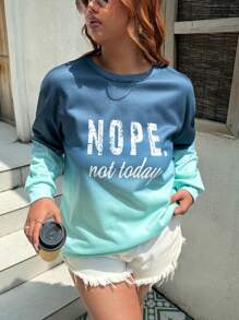 INAWLY Plus Size Ladies' Casual Gradient-Colored Letter Printed Sweatshirt Graduation,Back To School,Teacher Pullover Fall - Multicolor - View 4