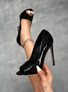 CUCCOO SZL Sexy Fashion Black Open Toe Stiletto Casual Versatile High Heels For Women Spring Shoes Spring Break Easter Prom Heels