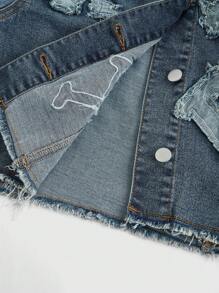 ROMWE Grunge Punk 字母刺绣牛仔夹克，女性街头风格