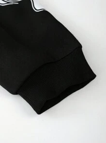 PAVTROS Sudadera con capucha de manga larga con cremallera delantera y diseño de letras sencillo, uso casual para todos los días para hombres - Negro - Ver 4