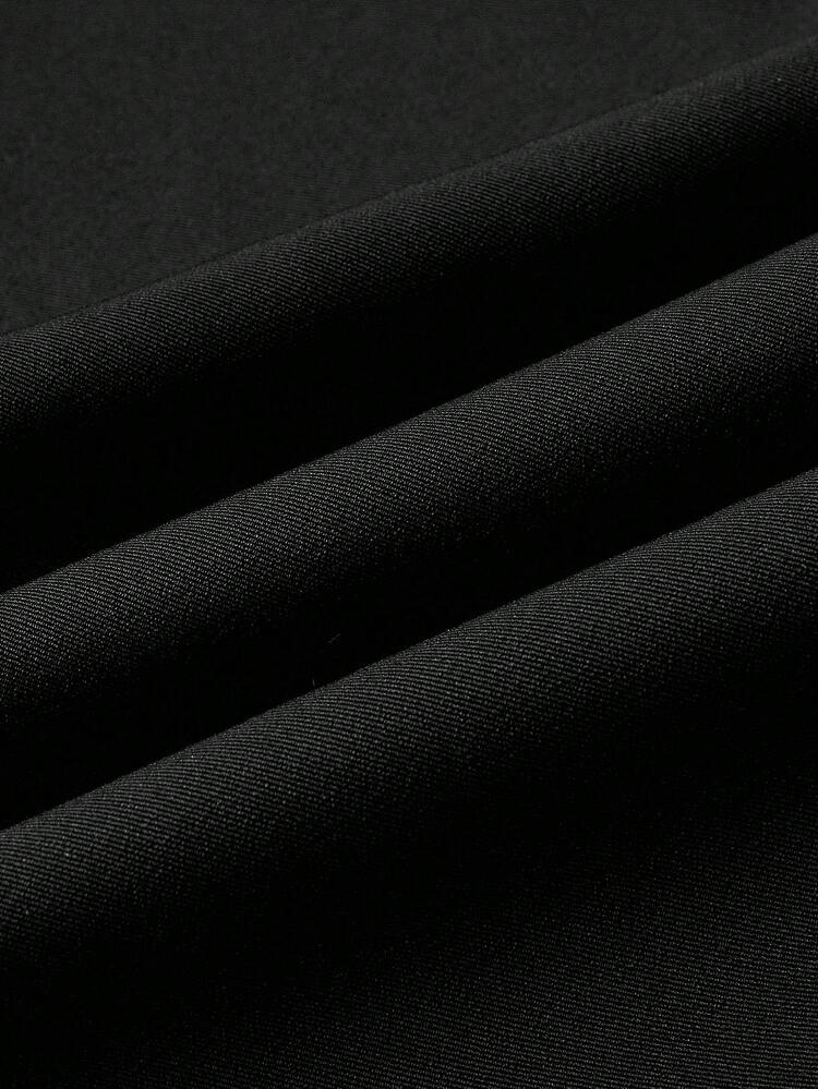 SHEIN Maija Damen Schwarze gerade geschnittene Anzughose mit Taschen und umgeschlagenem Saum, Herbst