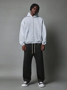 SUMWON Comfortable Full-Zip Athletic Hoodie Classic Sweatshirt With Drawstring Hood And Kangaroo Pockets Casual Essential Layering Piece Fall Winter Workout Sporty Loungewear