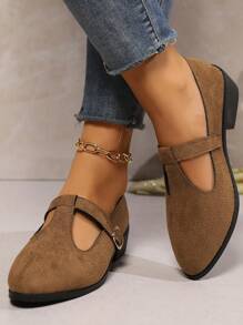 Girls' Pointed Toe Simple Fashion Flats, Autumn - Brown - View 2