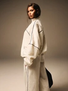 Athîral 2 件套女士休闲拼色夹克和裤子套装，秋季