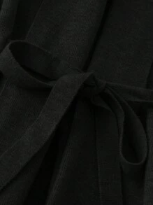 Franclia Áo len cardigan không tay cổ buộc eo màu trơn cho nữ, áo không tay - màu đen - Xem 5