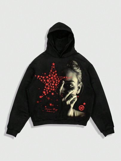 Street Life sweat-shirt à capuche avec imprimé portrait pour hommes, convient pour l'automne et l'hiver