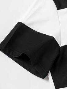 Manfinity Hypemode Men's Striped Print Short Sleeve Loose Casual Polo Shirt,Boy Friend Gifts, All Seasons - White - View 7