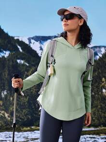 In My Nature Áo nỉ trùm đầu tay Raglan cho nữ, áo nỉ thể thao ngoài trời thoải mái, mùa đông cho nữ - màu xanh lá - Xem 9