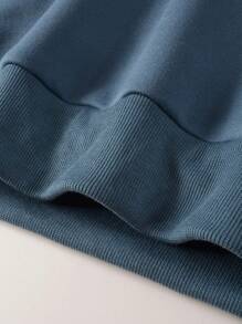 Manfinity Homme 男士休闲字母印花半拉链撞色领套头衫，春秋季拉链外出长袖图形拼色学院风卫衣，适合朋友、丈夫、男朋友的礼物