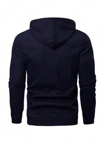 Manfinity Homme 男士前拉链长袖字母印花简约连帽春秋夹克，适合秋季