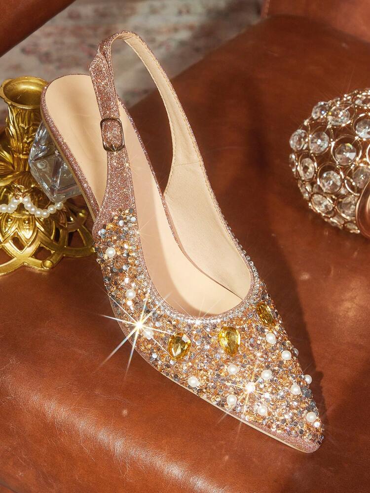 CUCCOO TILAWA Women's Black Pointed Toe Hollow Crystal Embellished Satin Evening Party Pumps Spring Shoes Spring Break Easter Prom Heels For Christmas Valentine's Day