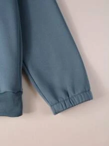 Manfinity Homme 男士休闲字母印花半拉链撞色领套头衫，春秋季拉链外出长袖图形拼色学院风卫衣，适合朋友、丈夫、男朋友的礼物