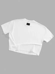Forever 21 Beige T-Shirt aus Pique-Gewebe mit Rippdetail in legerer Passform - Hellgrau - Übersicht 4