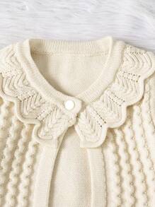 SHEIN Soft Casual Pink Cardigan Sweater Set For Baby Girls