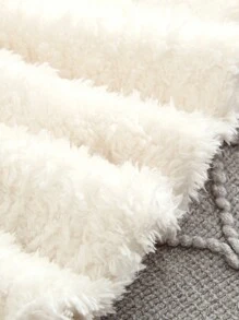 2pcs/Set Tween Girl Simple & Fashionable Plush White Solid Color Long Pants & Cardigan Homewear Set, Autumn/Winter - White - View 4