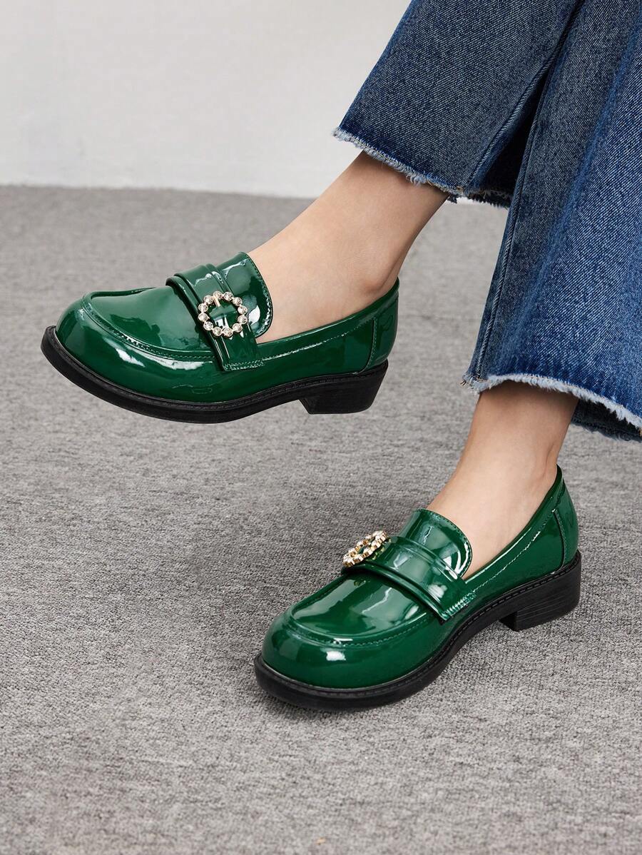 CUCCOO BIZCHIC Women's Fashion Versatile Rhinestone Decor Flat Loafers