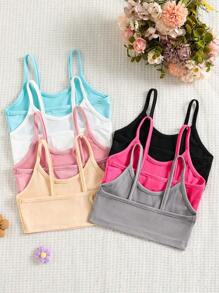 7pcs/Set Young Girls Comfortable Simple Solid Color Camisole Underwear Set - Multicolor - View 2