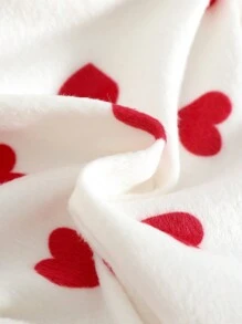 SHEIN 2pcs Baby Girls' Plush High Collar Heart Pattern Top And Overalls With Headpiece, Spring Autumn Outfit' - Multicolor - View 4