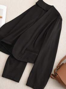 SHEIN Frenchy Blazer negro casual de talla grande con cintura ajustada