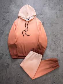 Manfinity VCAY 2 件男士渐变效果针织连帽运动衫和休闲运动服套装，秋季