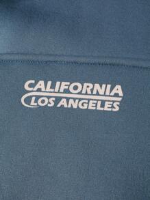 Manfinity Homme 男士休闲字母印花半拉链撞色领套头衫，春秋季拉链外出长袖图形拼色学院风卫衣，适合朋友、丈夫、男朋友的礼物